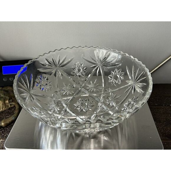 Vintage Anchor Hocking Clear Cut Glass Star of David Large 10.5” Serving Bowl - Picture 7 of 12